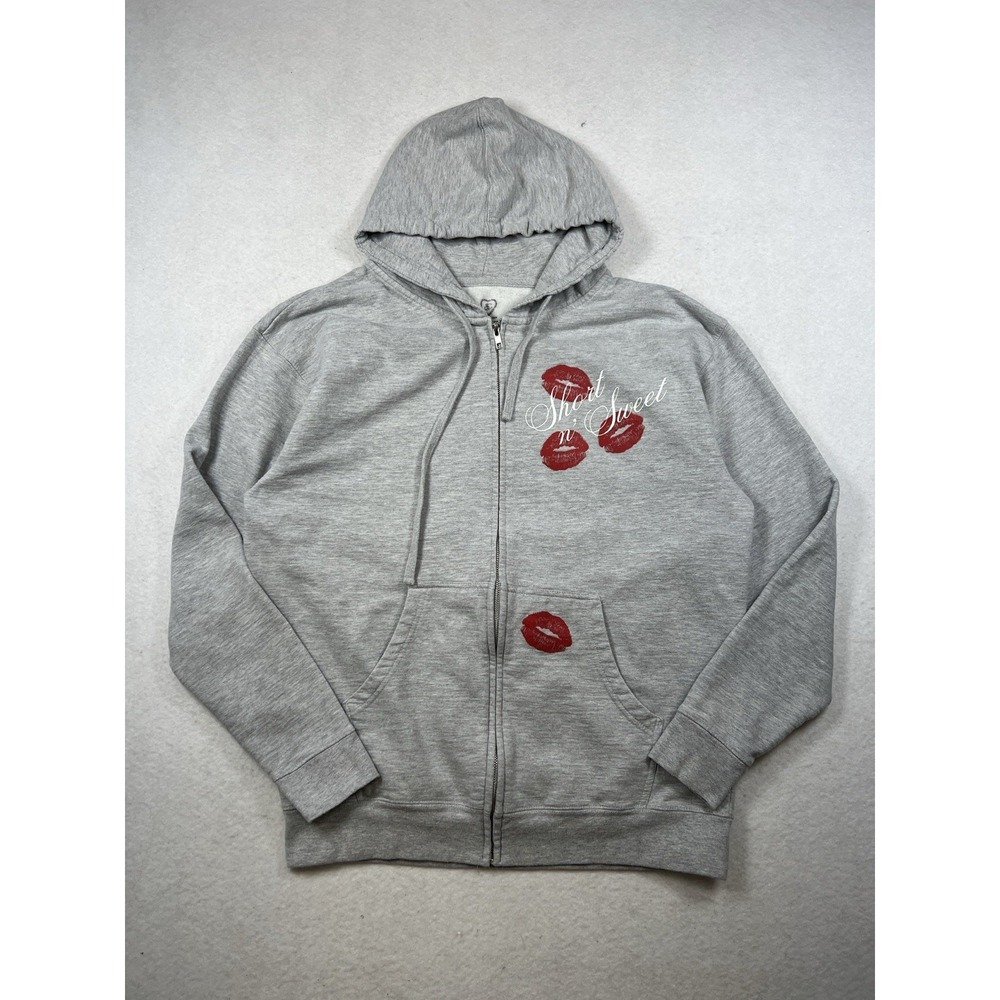 OFFICIAL Sabrina Carpenter Short n‎ Sweet Tour 2024 Grey Zip Up Hoodie LARGE